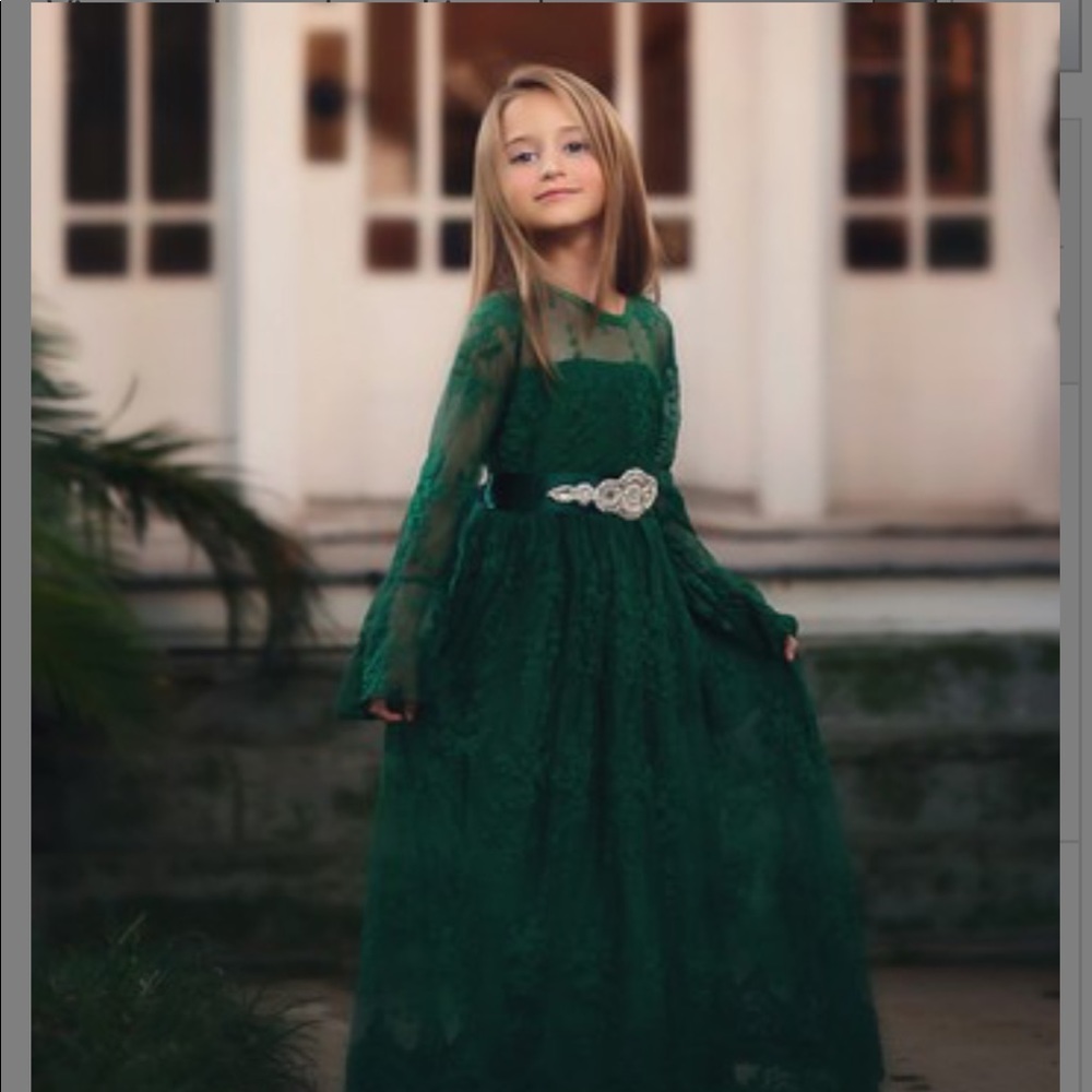 Trish Scully Emerald Maggie Dress & Sash - Size 8